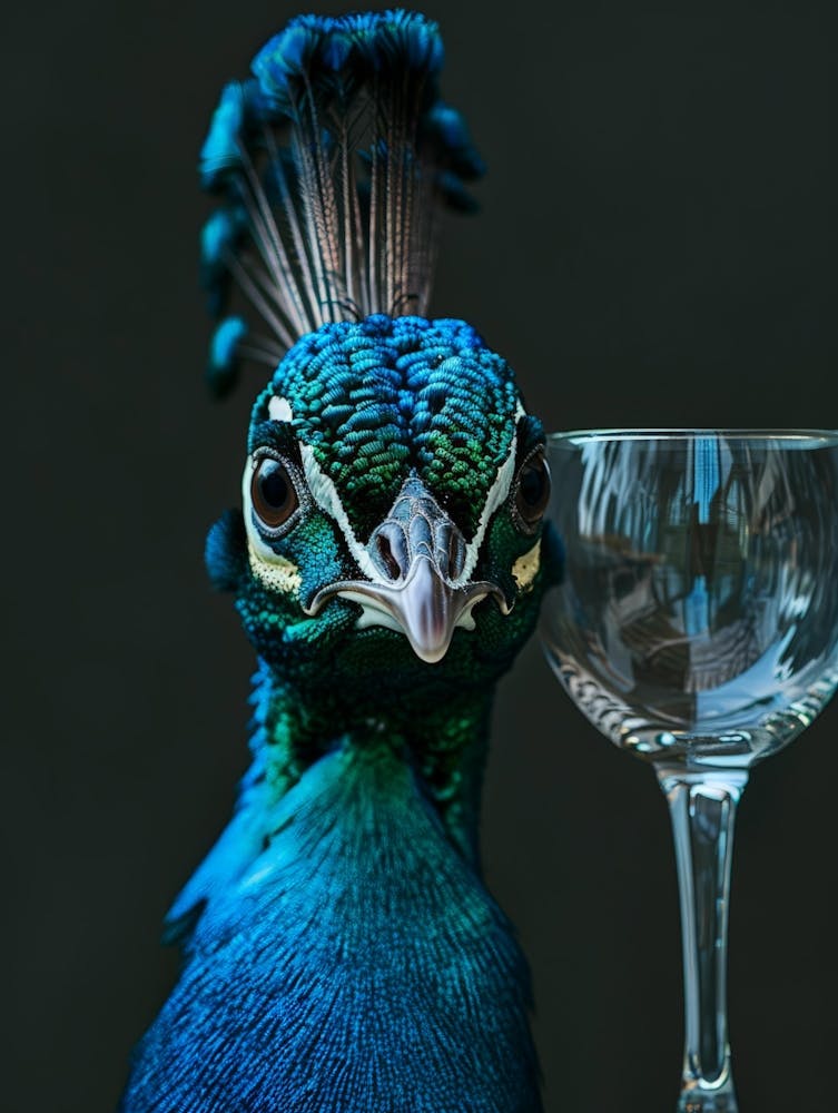 Peacock With Wine Glass