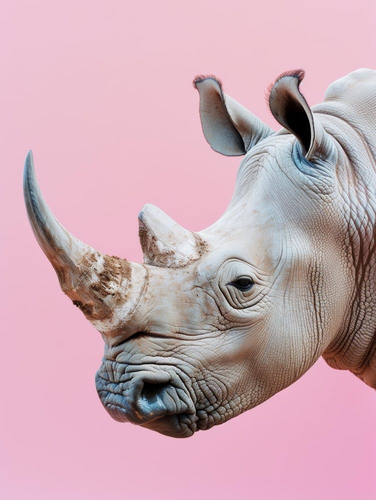 Nashorn auf pinkfarbenem Hintergrund
