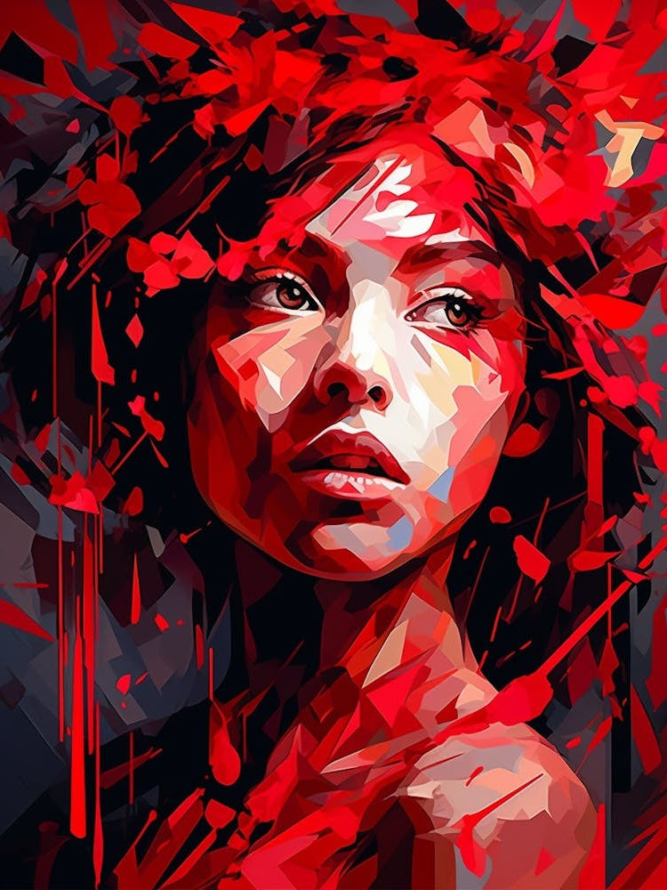 Digital Pixelation Abstract Geometry Lady 8