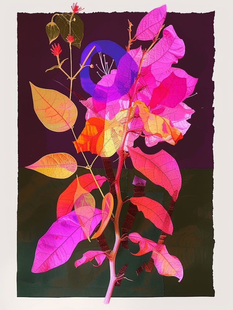 Bougainvillea 1 Neon Flower Collage