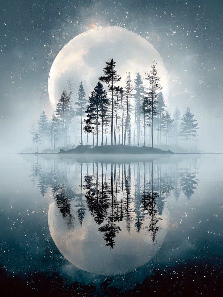 Beautiful Full Moon Over the Lake 9