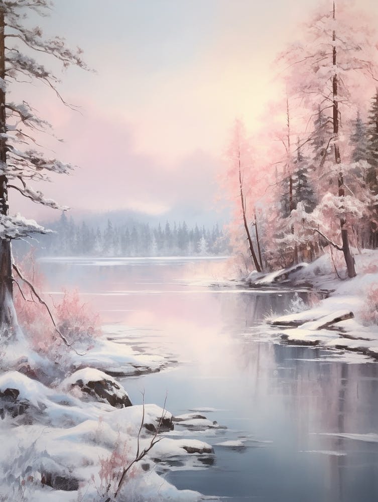 Dreamy Winter Painting Lake Tahoe Usa 1
