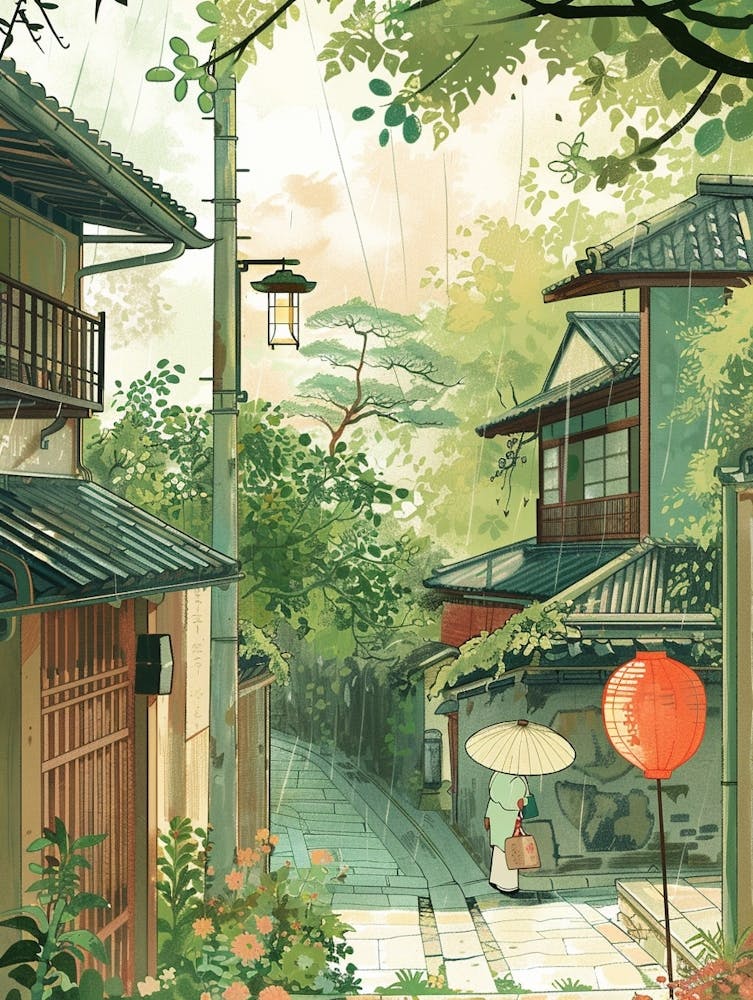 Kyoto Japan 10 Retro Illustration