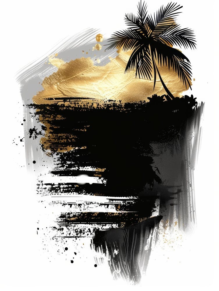 Black And Gold Palm Tree