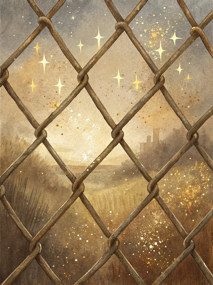 Oil Painting Style Vintage Grid With Abstract Gold