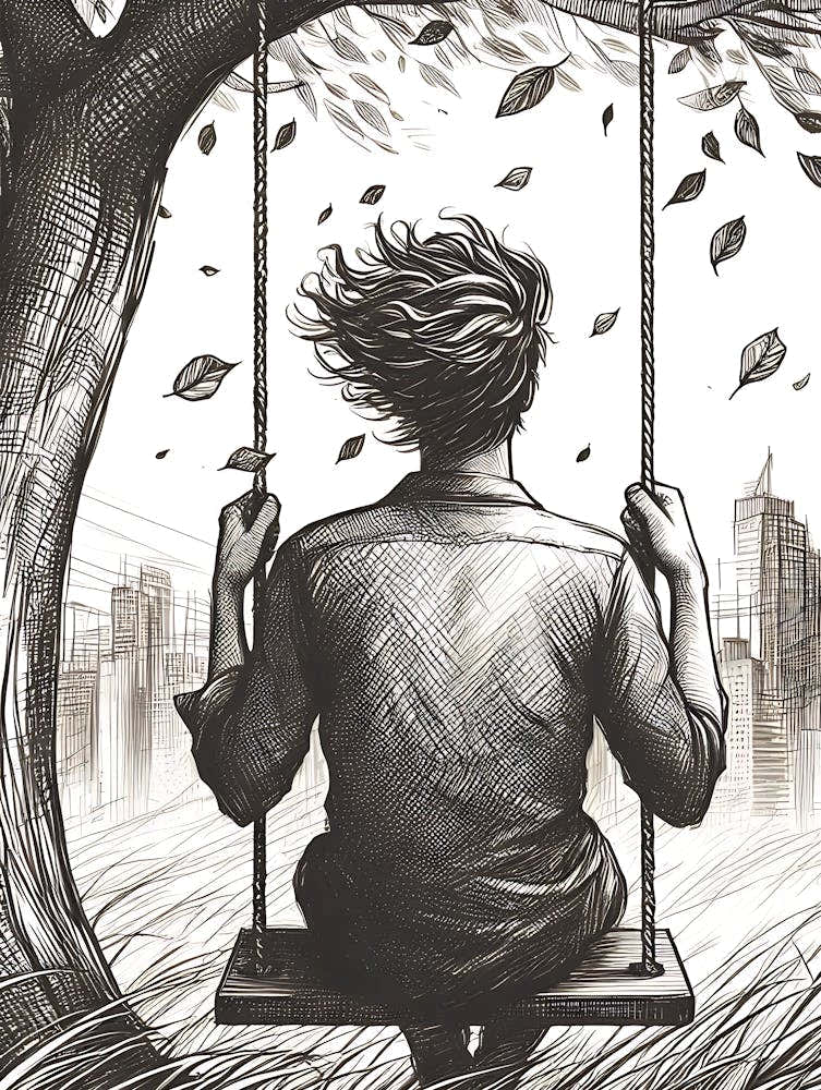 Moody Man on Swing Sketch 15