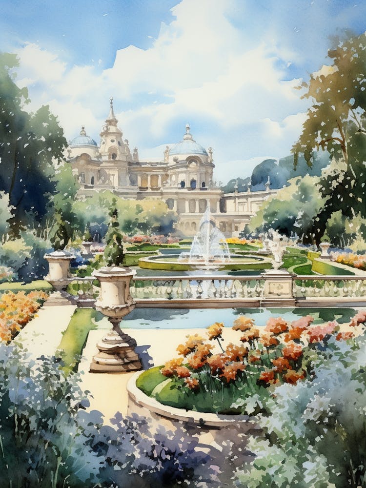 Schnbrunn Palace Gardens Austria Watercolour 1