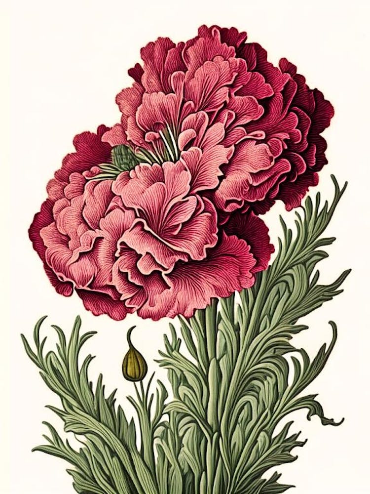 Carnation 1 Floral Botanical Vintage Poster Flower