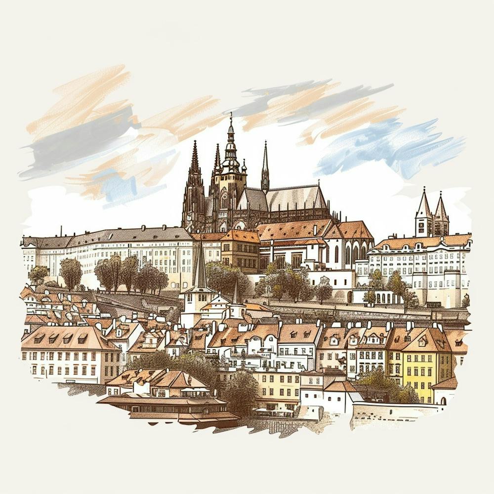 A Prague Castle In Prague Hand Drawn Sketch Illu 1720028371 4