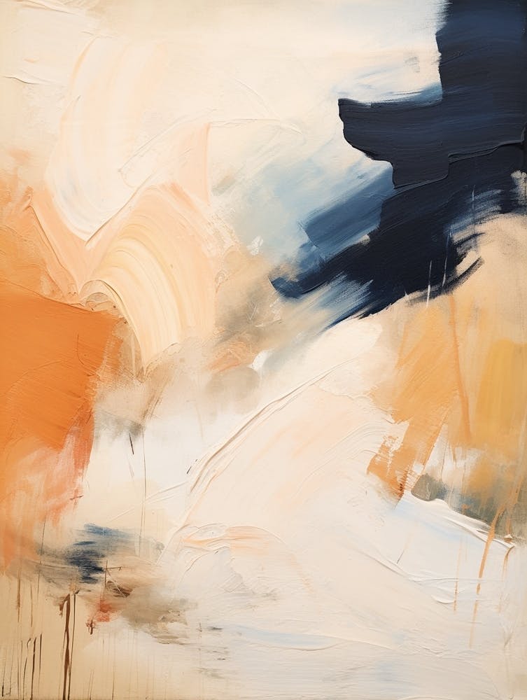 Navy And Orange Autumn Abstract Painting 3