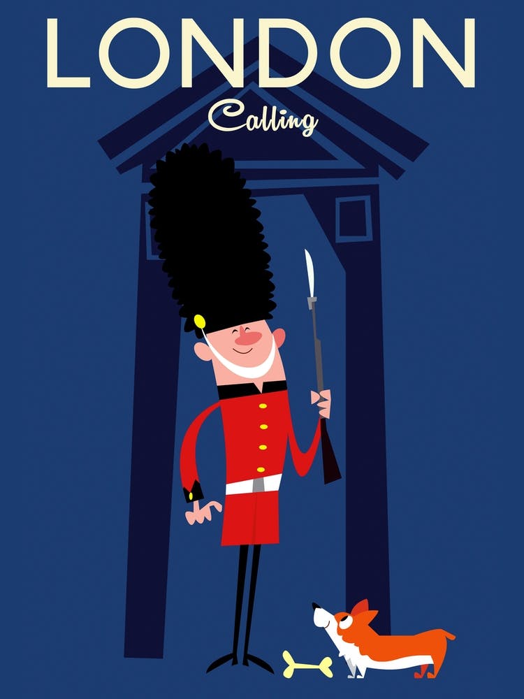 London Calling Poster Blue & Red