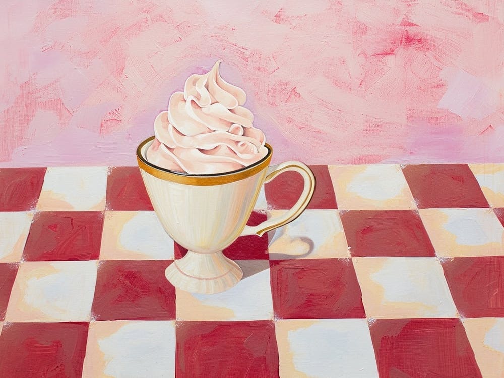 Whipped Cream Coffee On Checkboard 1