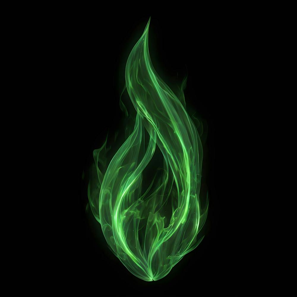 Green Flame On Black Background