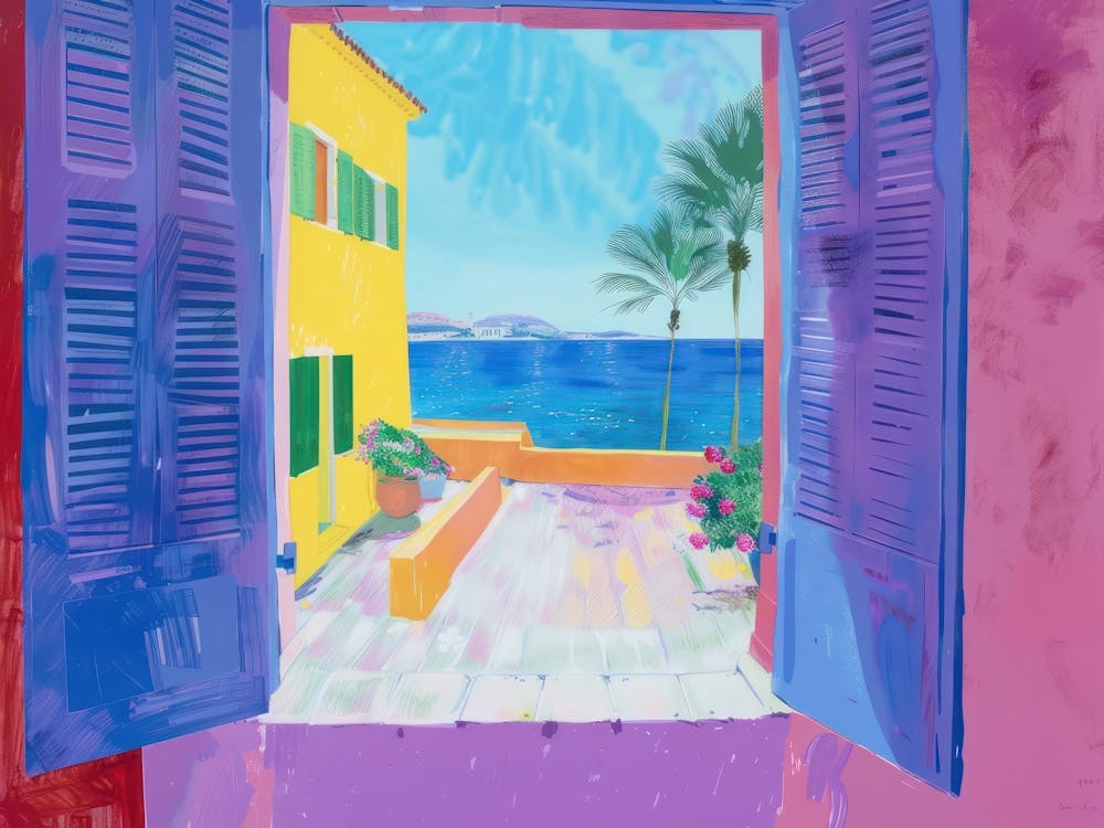 Saint Tropez From The Window View Painting 4