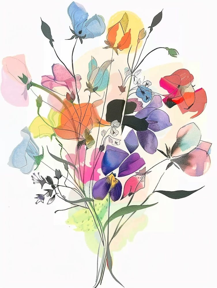 Sweet Pea 2 Collage Flower Bouquet