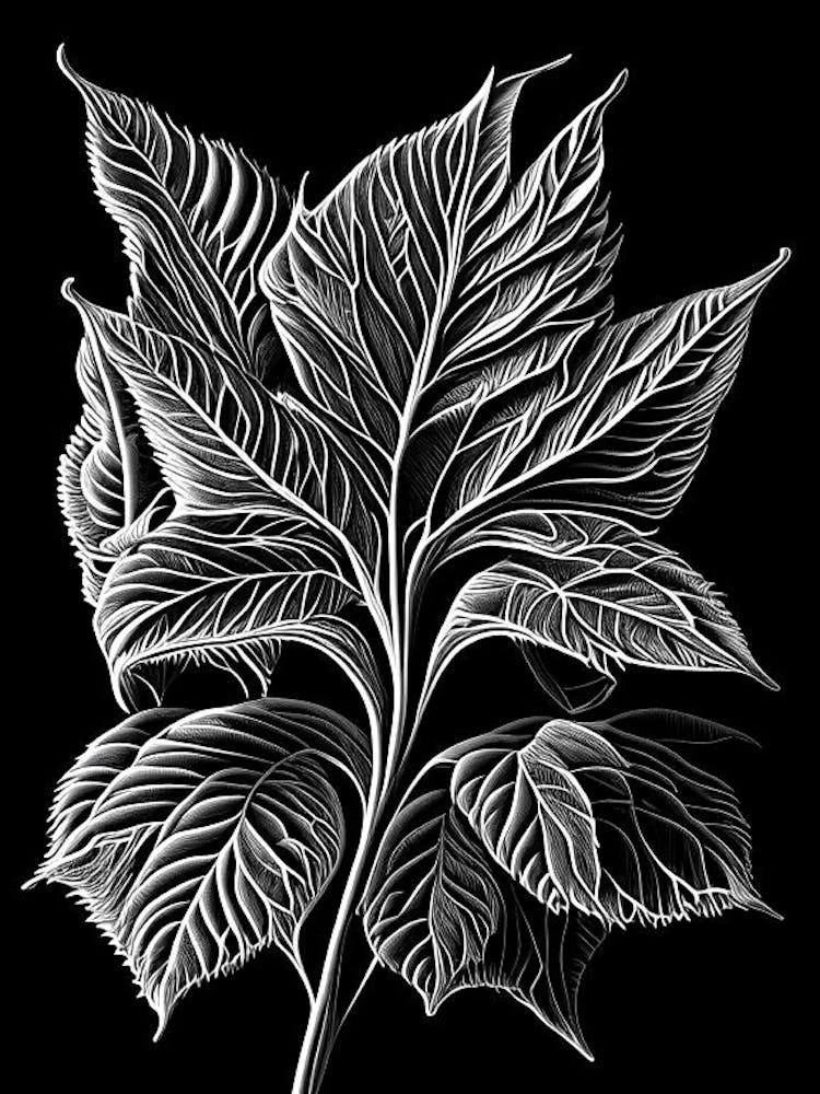 Bergamot Leaf Linocut 2