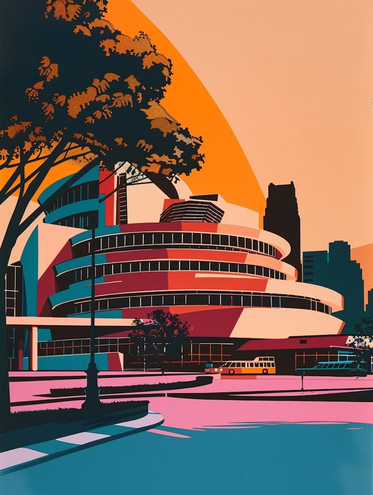 The Guggenheim Museum New York Colourful Silkscreen Illustration 2