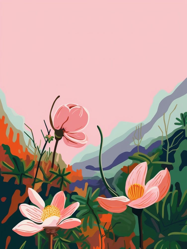 Boho Wildflower Painting Wood Anemone 1