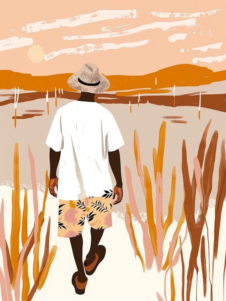 Man Walking In The Grass