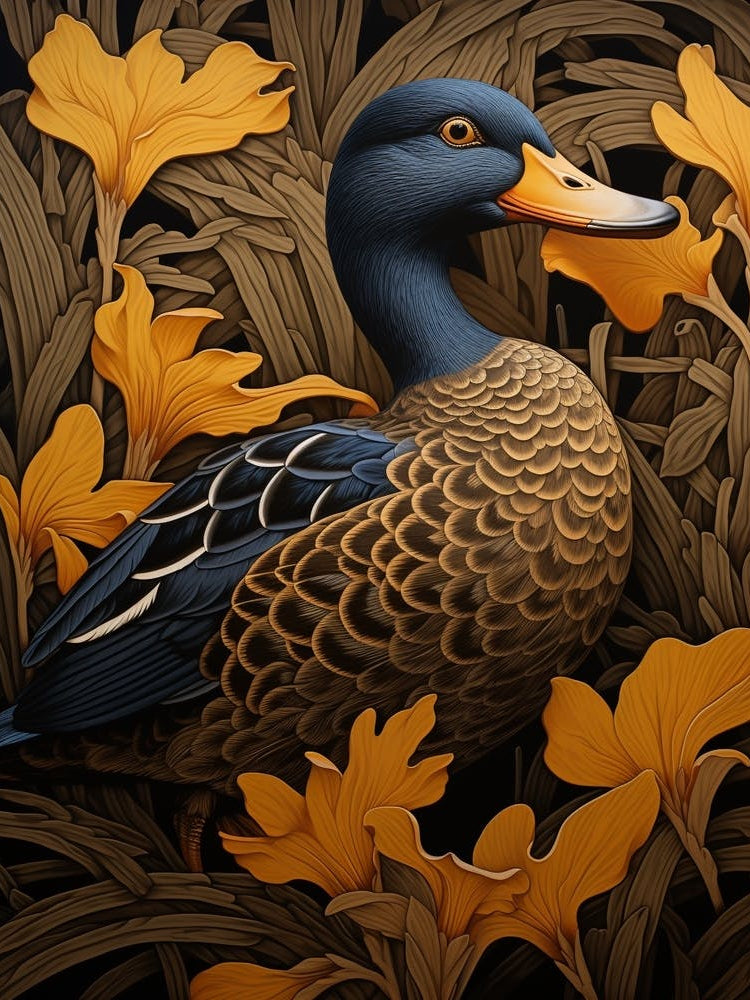 Dark And Moody Botanical Mallard Duck 2