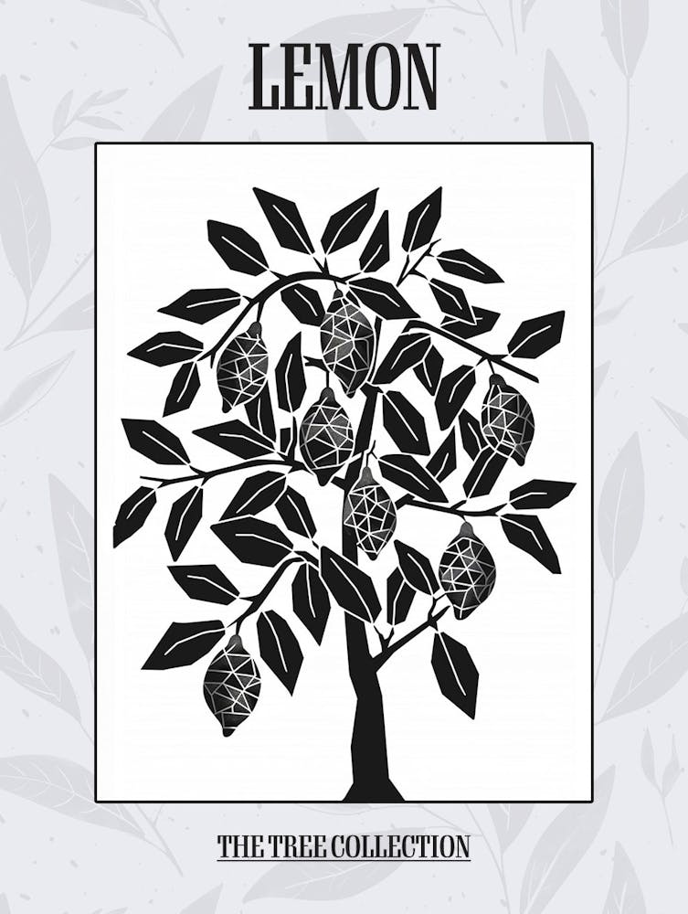 Lemon Tree Simple Geometric Nature Stencil 1 Poster