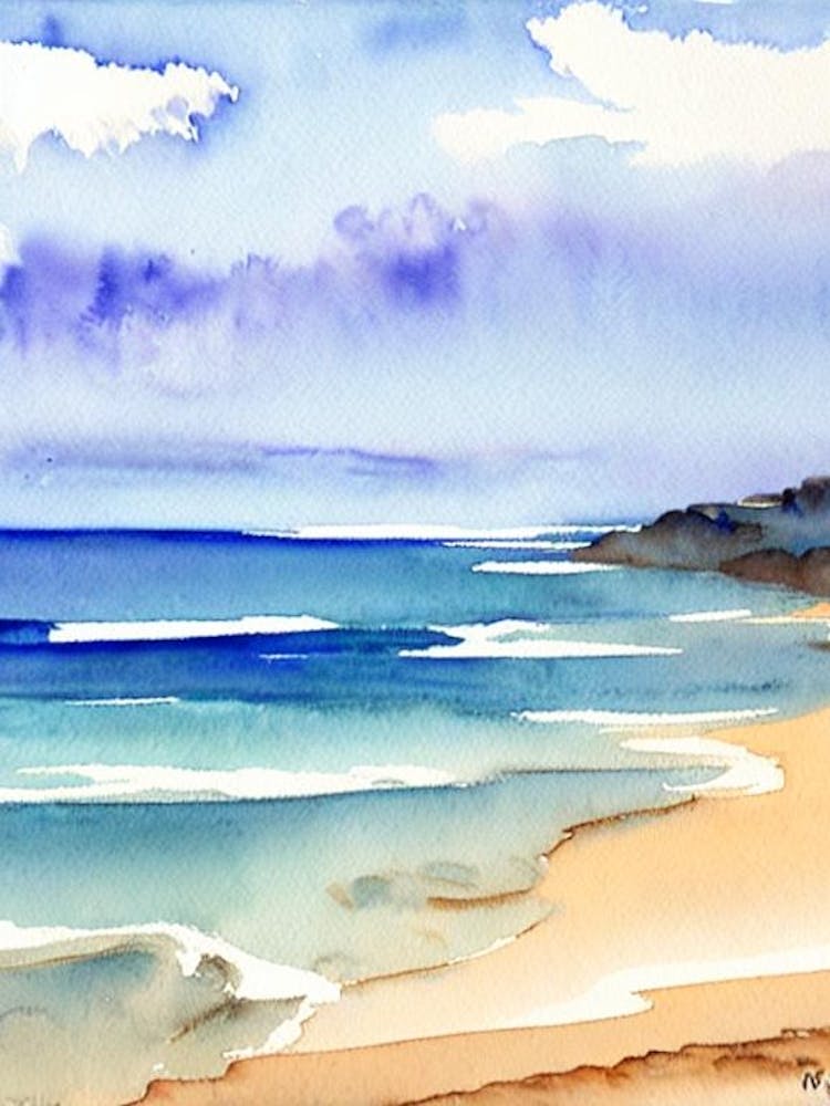Apollo Bay Beach 3, Australia Watercolour