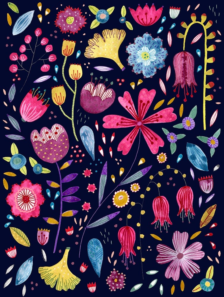 Dark Watercolor Floral