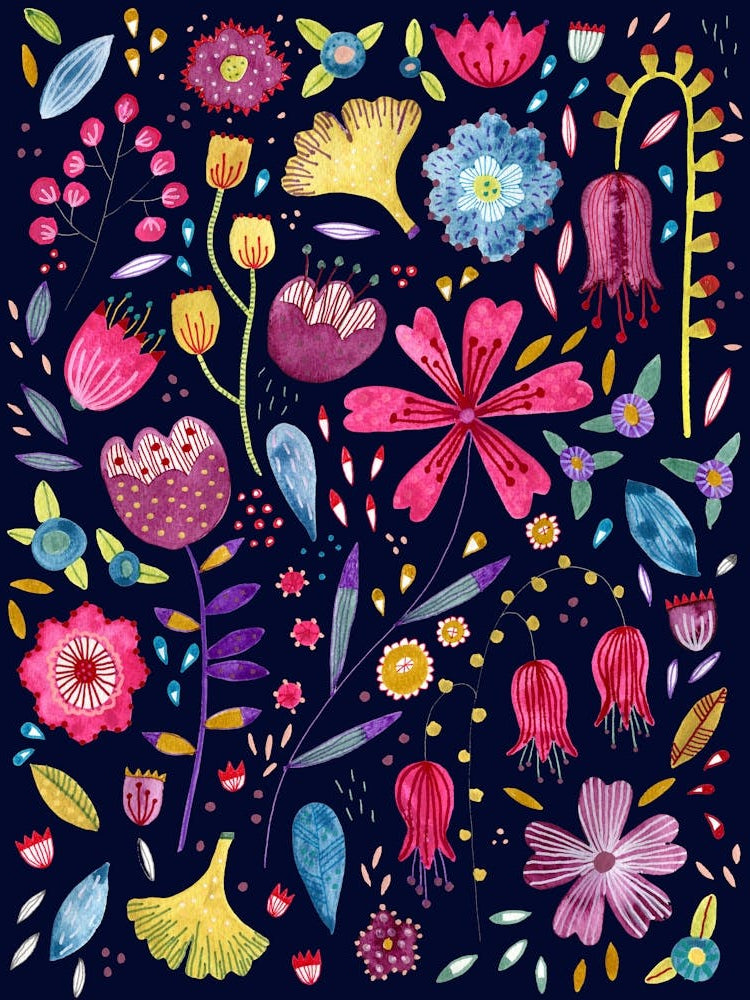 Dark Watercolor Floral