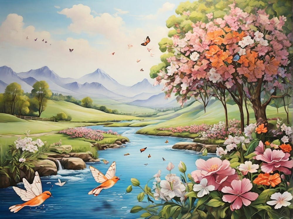 Birds And Flowers