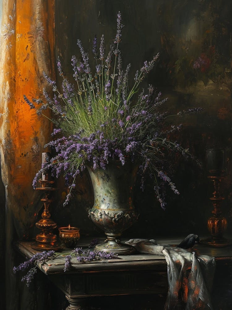Baroque Floral Still Life Lavender 1