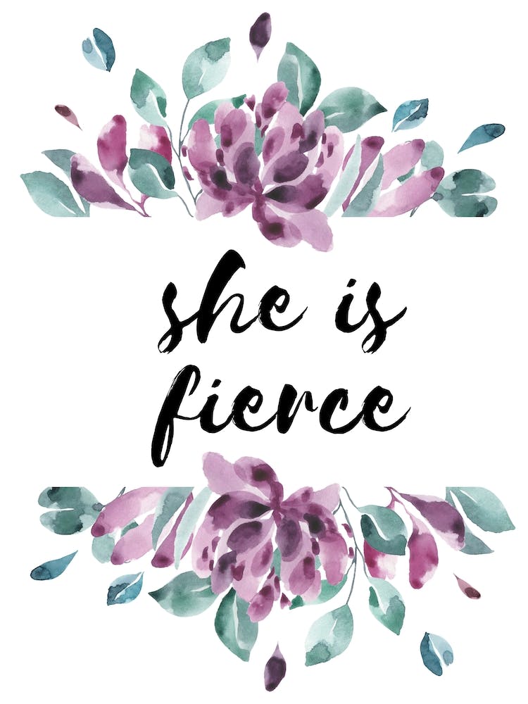 She Is Fierce Purple Floral
