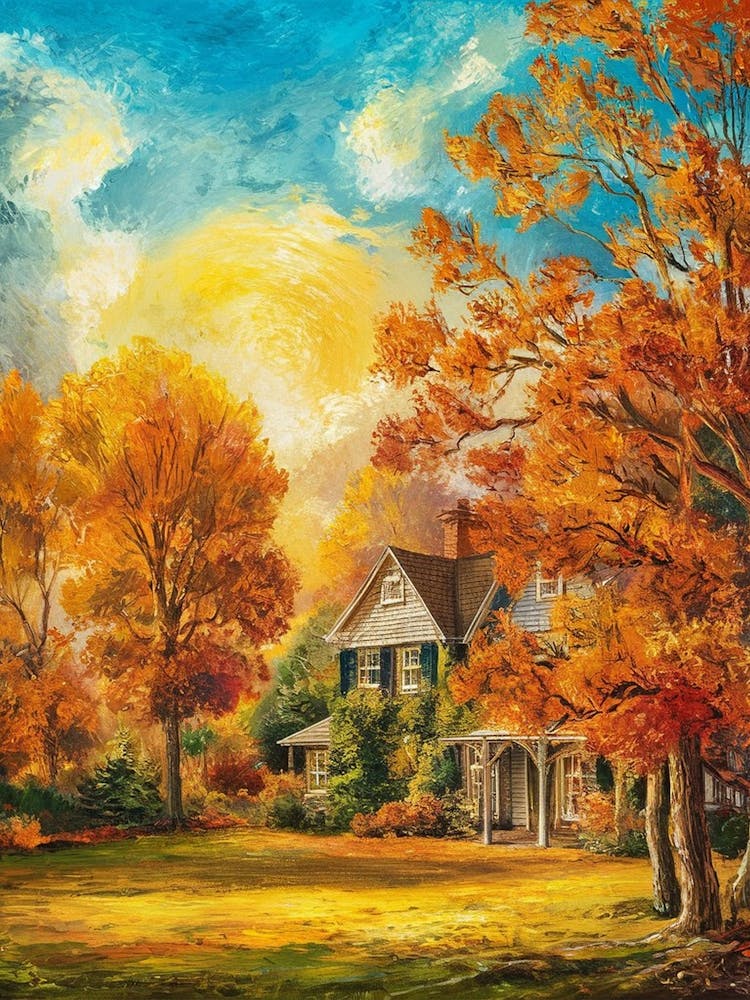 Autumn House Painting