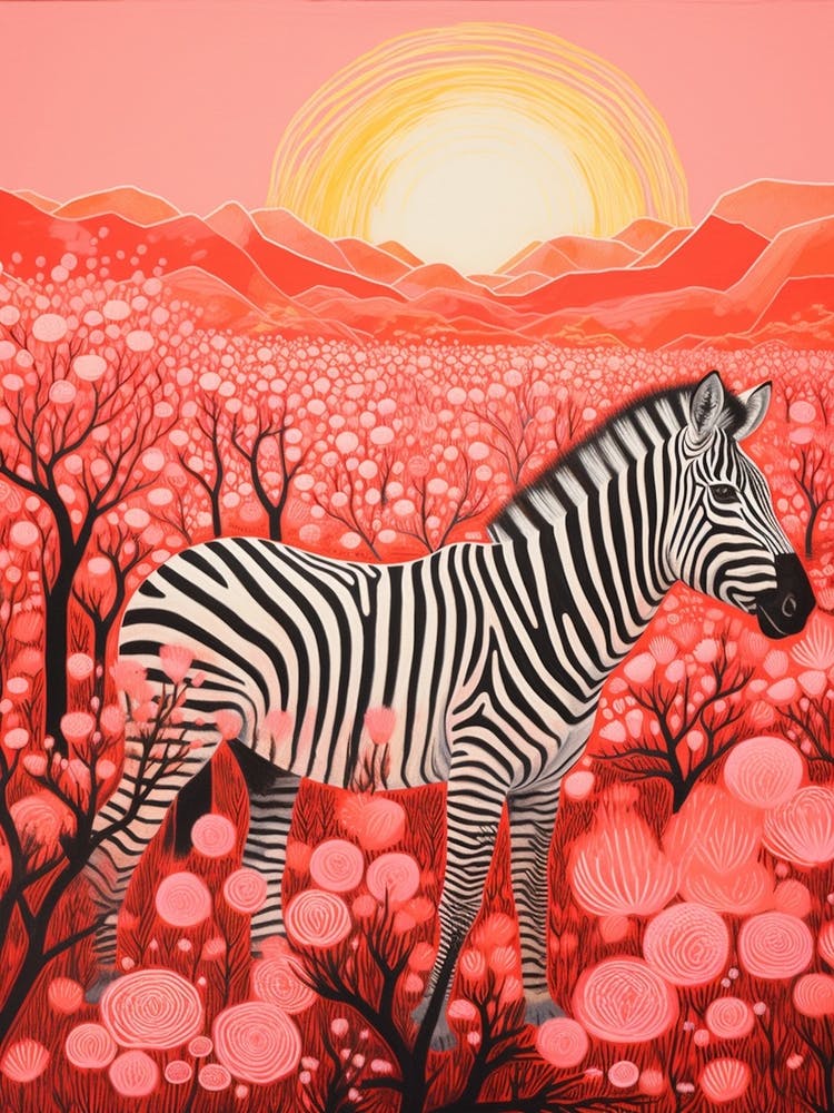Pink Plants & Flowers Zebra 3