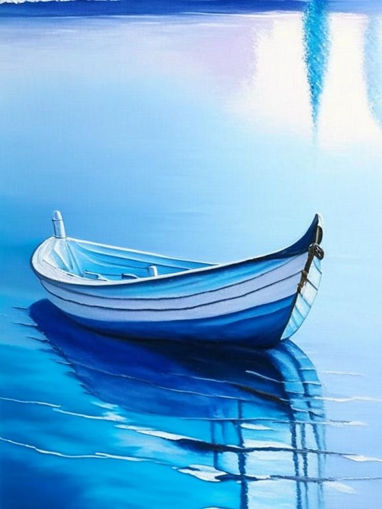 Boat Waterscape Marble Acrylic Painting 1