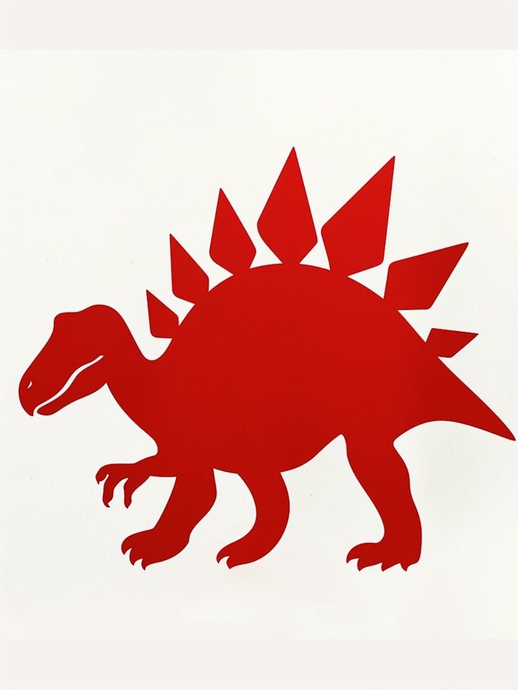 Red Stegosaurus Dinosaur Silhouette 3