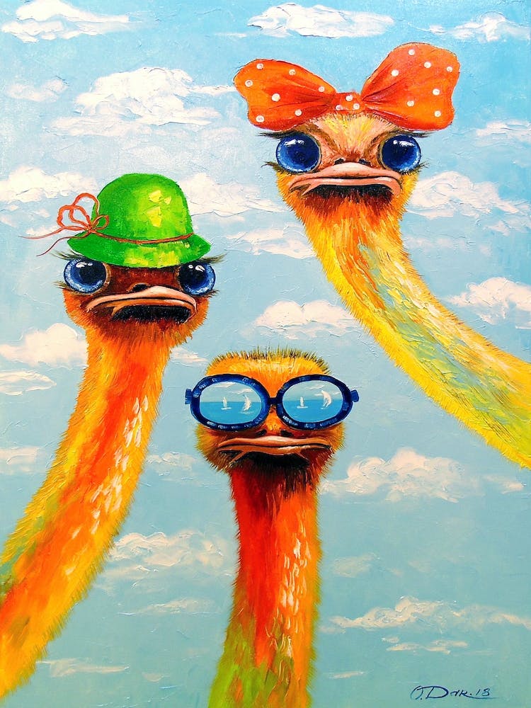 Ostriches on the beach