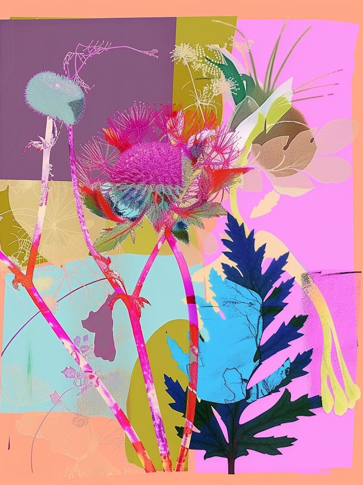 Queen Anne S Lace 4 Neon Flower Collage