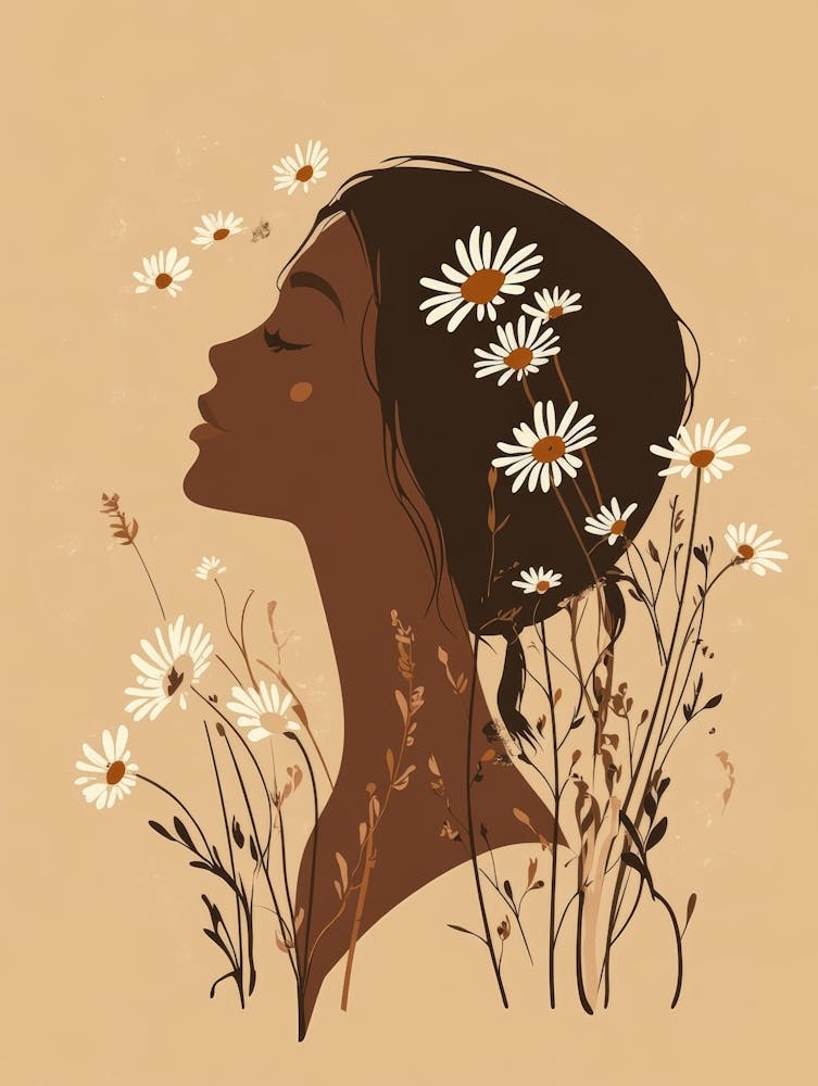 Portrait Of A Woman With Daisies 1