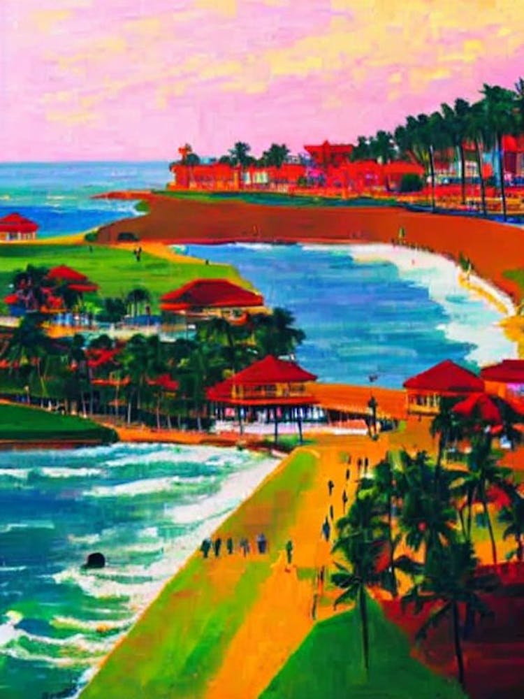 Galle Face Green Beach, Colombo, Sri Lanka Hockney Style