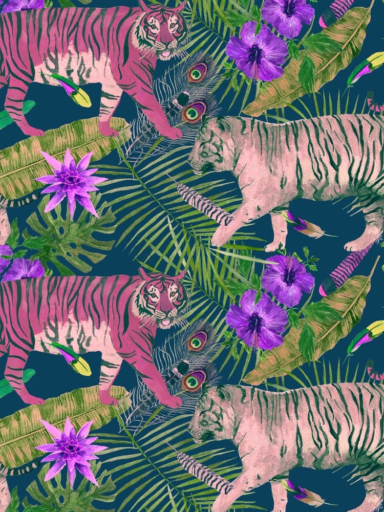 Tiger And Flowers