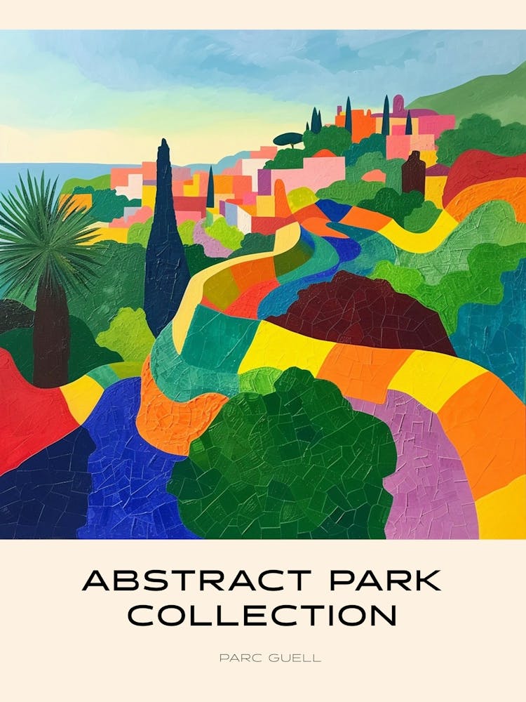 Abstract Park Collection Poster Parc Guell Barcelona Spain