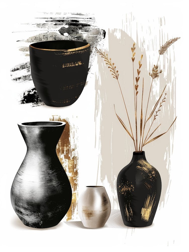 Black And Gold Vases 1