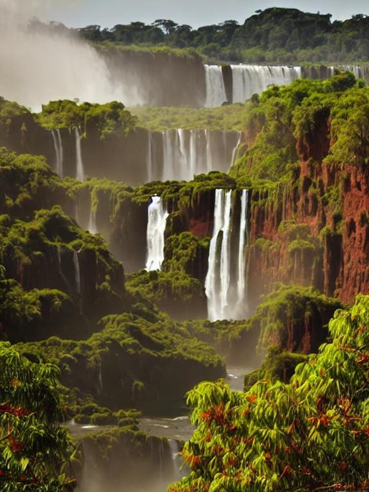 Iguazú Falls National Park 2 Brazil Vintage Poster