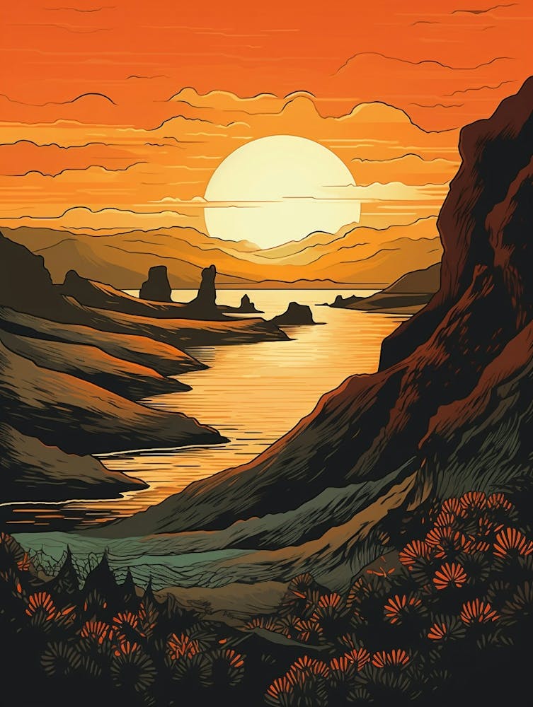 Laugavegur Iceland 1 Vintage Travel Illustration