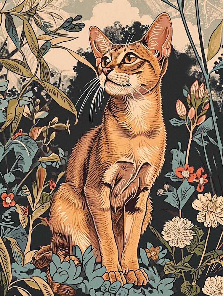 Abyssinian Cat Japanese Illustration 4