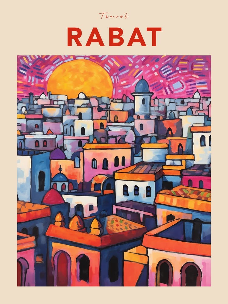Rabat Morocco 3 Fauvist Travel Poster