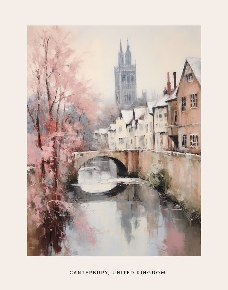 Dreamy Winter Painting Poster Canterbury United Kingdom 2