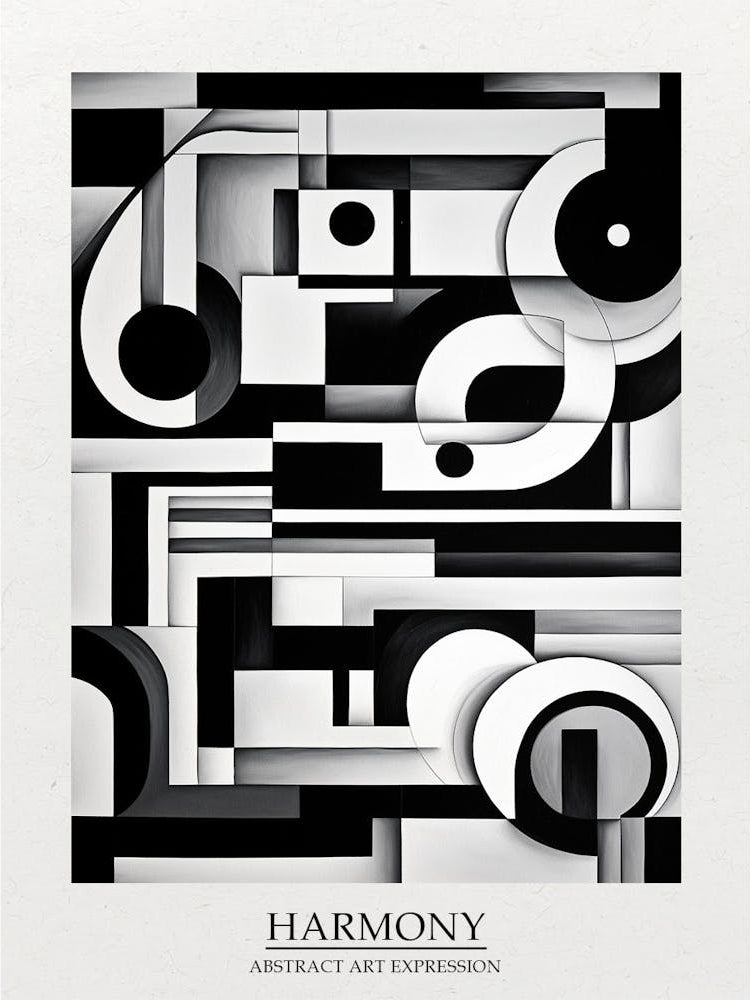 Harmony Abstract Black And White 7 Poster