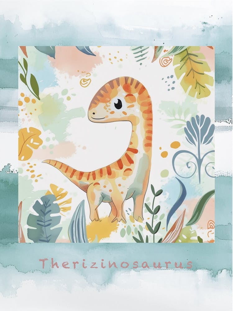 Cute Muted Therizinosaurus Dinosaur 1 Poster