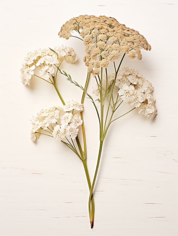 Pressed Wildflower Botanical Art Yarrow Achillea 2